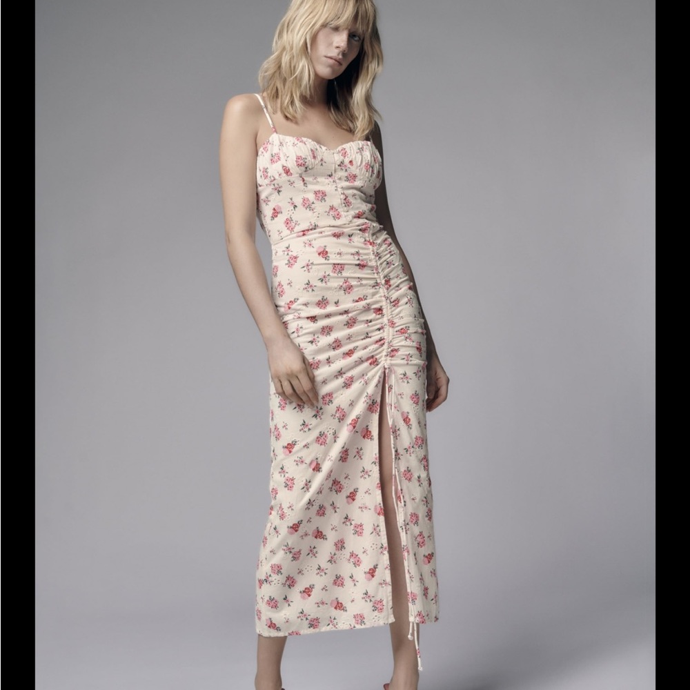 ZARA LINEN BLEND FLORAL DRESS